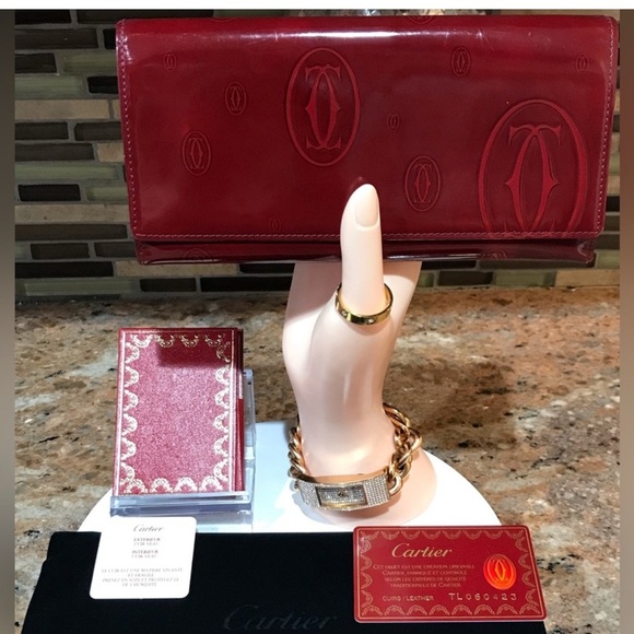 Cartier All Inclusive Burgundy Leather Clutch - Picture 1 of 9